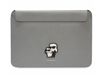 Karl Lagerfeld Saffiano Karl and Choupette Computer Sleeve 14" Silver