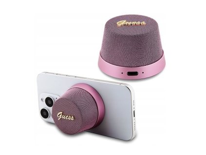 Guess Bluetooth Speaker Stand Pink Magnetic Script Metal Reproduktor