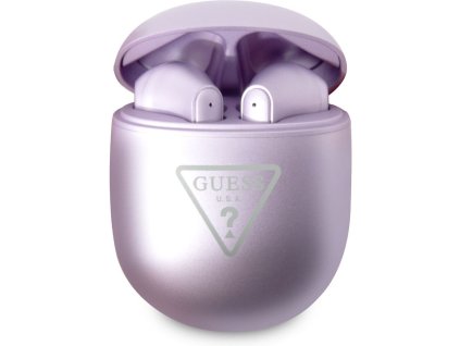 Guess True Wireless Triangle Logo BT5.0 4H Stereo Earphones Glossy Purple