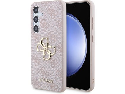 Guess PU 4G Metal Logo kryt Samsung Galaxy S24+ růžový