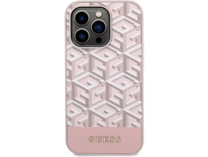 Guess PU G Cube MagSafe kryt iPhone 14 Pro Max růžový