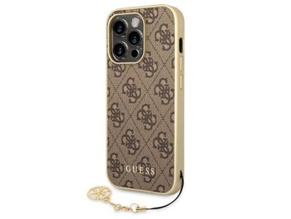 Guess 4G Charms Zadní Kryt pro iPhone 14 Pro Brown