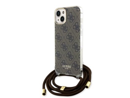 Guess IML 4G Printed Crossbody Popruh Zadní Kryt pro iPhone 15 Brown