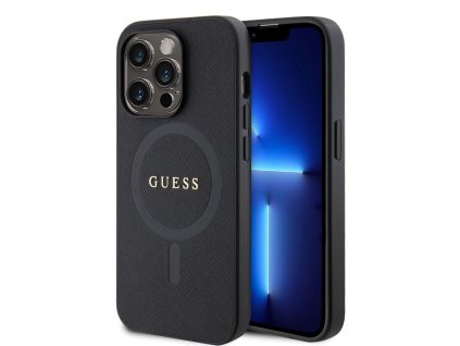 Guess PU Saffiano MagSafe Zadní Kryt pro iPhone 15 Pro Max Black