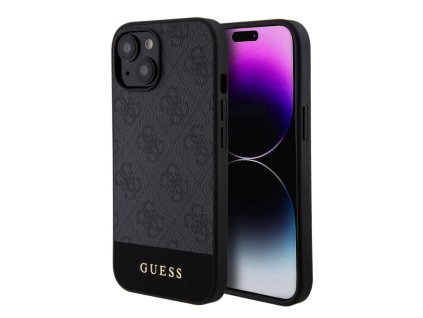 Guess PU 4G Stripe MagSafe Zadní Kryt pro iPhone 15 Black