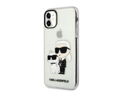 Karl Lagerfeld IML Glitter Karl and Choupette NFT Zadní Kryt pro iPhone 11 Transparent