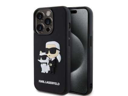 Karl Lagerfeld 3D Rubber Karl and Choupette Zadní Kryt pro iPhone 13 Pro Black