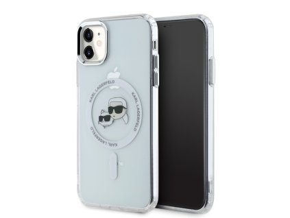 Karl Lagerfeld IML K&CH Heads Metal Frame MagSafe Zadní Kryt pro iPhone 11 Transparent
