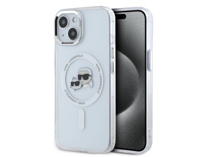 Karl Lagerfeld IML K&CH Heads Metal Frame MagSafe Zadní Kryt pro iPhone 13 Transparent