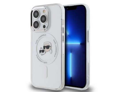 Karl Lagerfeld IML K&CH Heads Metal Frame MagSafe Zadní Kryt pro iPhone 13 Pro Transparent