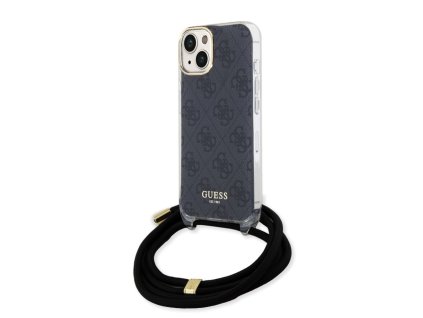 Guess IML 4G Printed Crossbody Popruh Zadní Kryt pro iPhone 15 Black