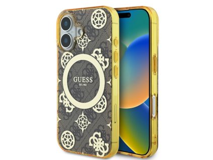 Guess IML 4G Peony MagSafe Zadní Kryt pro iPhone 16 Brown
