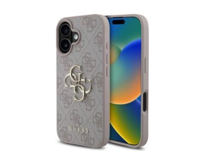 Guess PU 4G Metal Logo Zadní Kryt pro iPhone 16 Pink