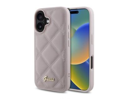 Guess PU Leather Quilted Zadní Kryt pro iPhone 16 Pink