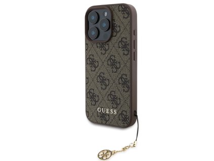 Guess 4G Charm Zadní Kryt pro iPhone 16 Pro Tone on Tone Brown