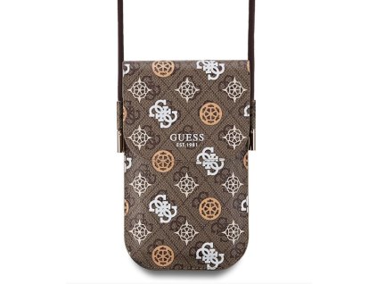 Guess PU 4G Peony Multicolor Taška na Telefon Brown