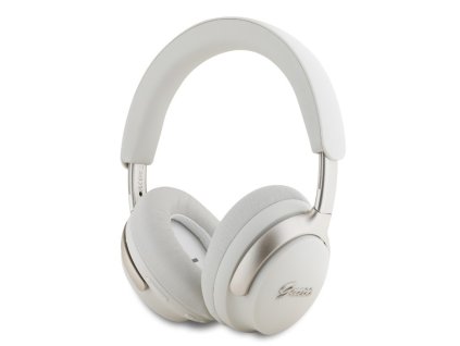 Guess PU Leather Script Logo ANC/ENC Bezdrátová Sluchátka White