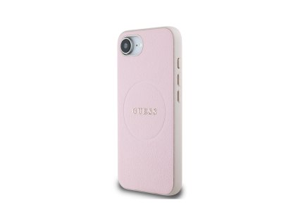 Guess PU Classic Logo MagSafe Zadní Kryt pro iPhone 16e Růžová