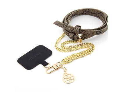 Guess Crossbody Popruh PU 4G Chain with Charm Gold/Brown