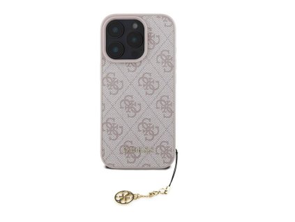 Guess 4G Charm Zadní Kryt pro iPhone 16 Pro Tone on Tone Růžová