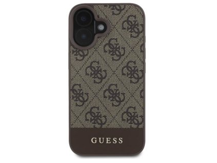 Guess PU 4G Stripe Zadní Kryt pro iPhone 16 Hnědá