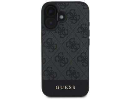 Guess PU 4G Stripe Zadní Kryt pro iPhone 16 Šedá