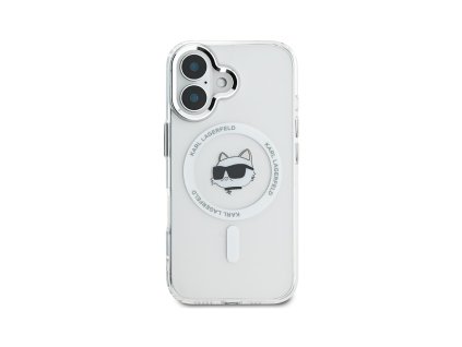 Karl Lagerfeld IML Choupette Head Metal Frame MagSafe Zadní Kryt pro iPhone 16 Průhledná