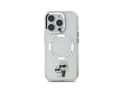 Karl Lagerfeld IML Karl and Choupette MagSafe Zadní Kryt pro iPhone 16 Pro Průhledná