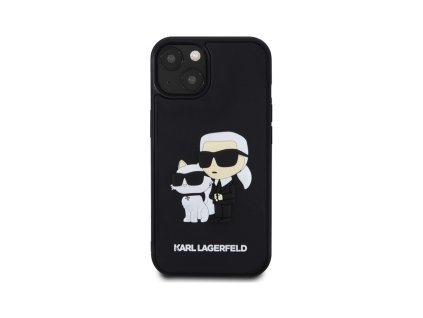 Karl Lagerfeld 3D Rubber Karl and Choupette Zadní Kryt pro iPhone 15 Černá