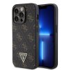 Guess PU Leather 4G Triangle Metal Logo Zadní Kryt pro iPhone 14 Pro Black