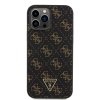 Guess PU Leather 4G Triangle Metal Logo Zadní Kryt pro iPhone 13 Pro Max Black