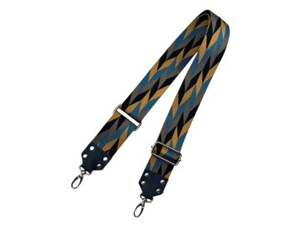 Textilní popruh s karabinami  5 cm / šedý+modrý+černý