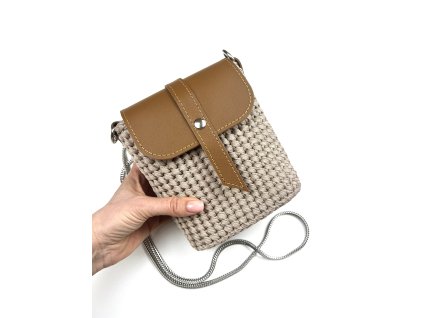 Háčkovaná MINI LUX Kabelka/ Latte