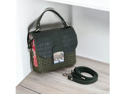 1709 4 hackovana kabelka sofia lux zelena krokodyl