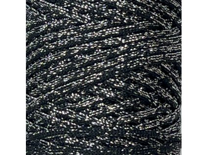 4116 poli cord glitter plocha snura 3 mm cerna stribrna