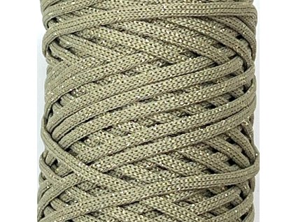 4128 poli cord glitter plocha snura 3 mm olivova zlata