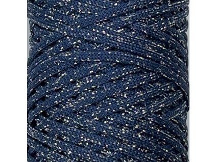4158 poli cord glitter plocha snura 3 mm modry safir stribrna