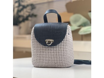 Gehäkelter Rucksack ASTI/ Blau-Grau