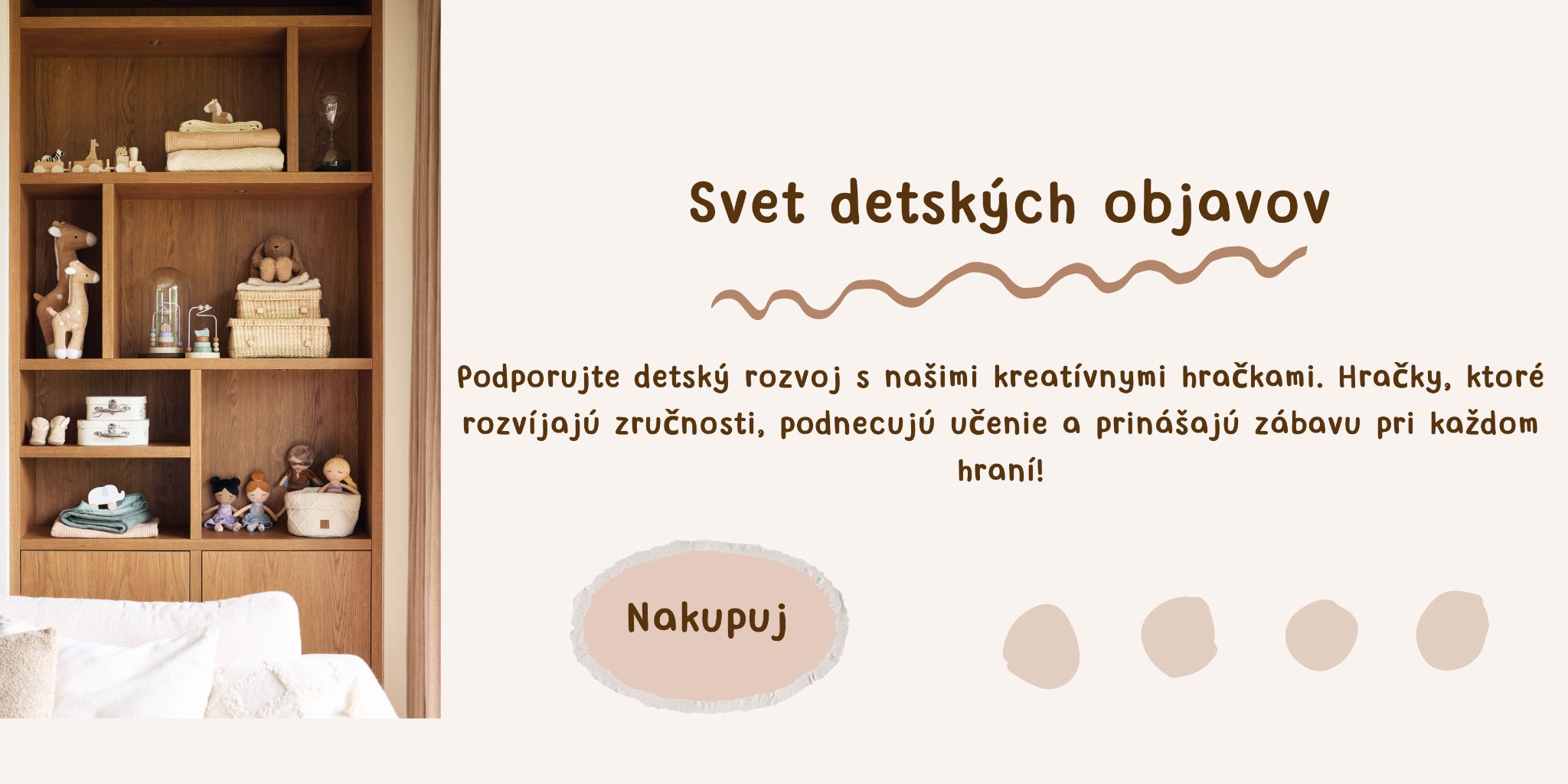 Banner so sortimentom kreatívnych hračiek z Malinkovo.sk, ktoré podporujú detský rozvoj, učenie a zábavu. Objavte svet detských hier a zručností.