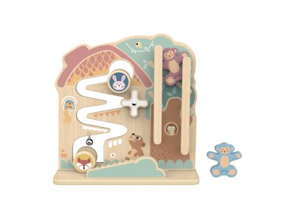 Závodná dráha Zvieratká 2v1 Pastel – Tooky Toy  Pastelová drevená závodná dráha so zvieratkami 2v1