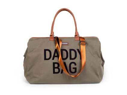 Prebaľovacia taška Daddy Bag Big v khaki farbe s koženými popruhmi