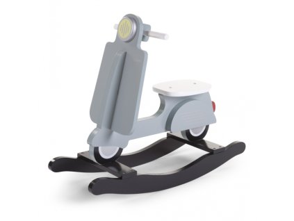 Drevený hojdací skúter Childhome v farbe mint blue a čierna – bočný pohľad