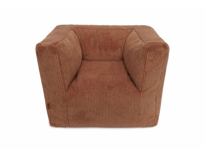 Detské kreslo Jollein Corduroy v karamelovej farbe – predný pohľad