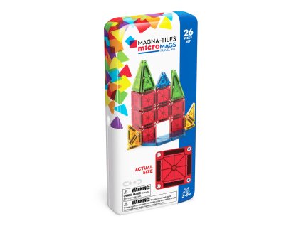 MAGNA-TILES microMAGS Travel Set magnetická stavebnica 26 dielov – zadná strana balenia