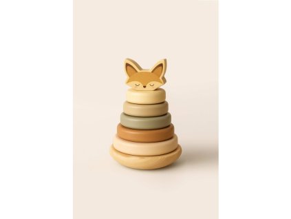 Drevené navliekacie krúžky Líška Mrs. Ertha – montessori hračka pre deti