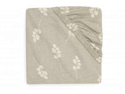 Detska plachta Jollein Twig Olive Green na matraci detail vzoru