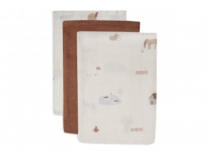 Jollein detské žinky Farm – sada 3 kusov s farmárskym motívom