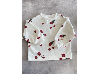 Detská malinková mikina TOFI s bodkovaným vzorom, pohľad spredu