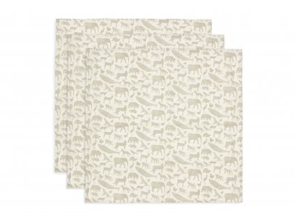 Hydrofilné plienky Jollein Animals Olive Green 70×70 cm – balenie 3 ks