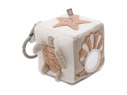 Jollein textilná kocka s aktivitami pre bábätká s rôznymi textúrami a zrkadielkom